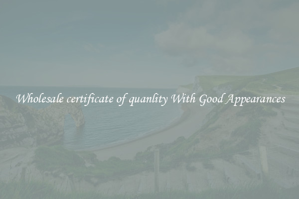 Wholesale certificate of quanlity With Good Appearances