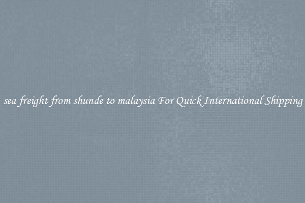 sea freight from shunde to malaysia For Quick International Shipping