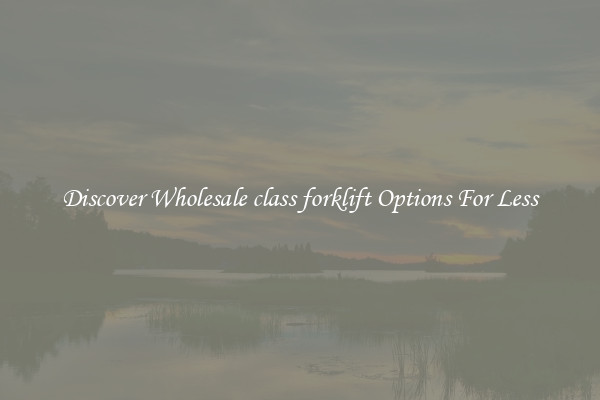 Discover Wholesale class forklift Options For Less